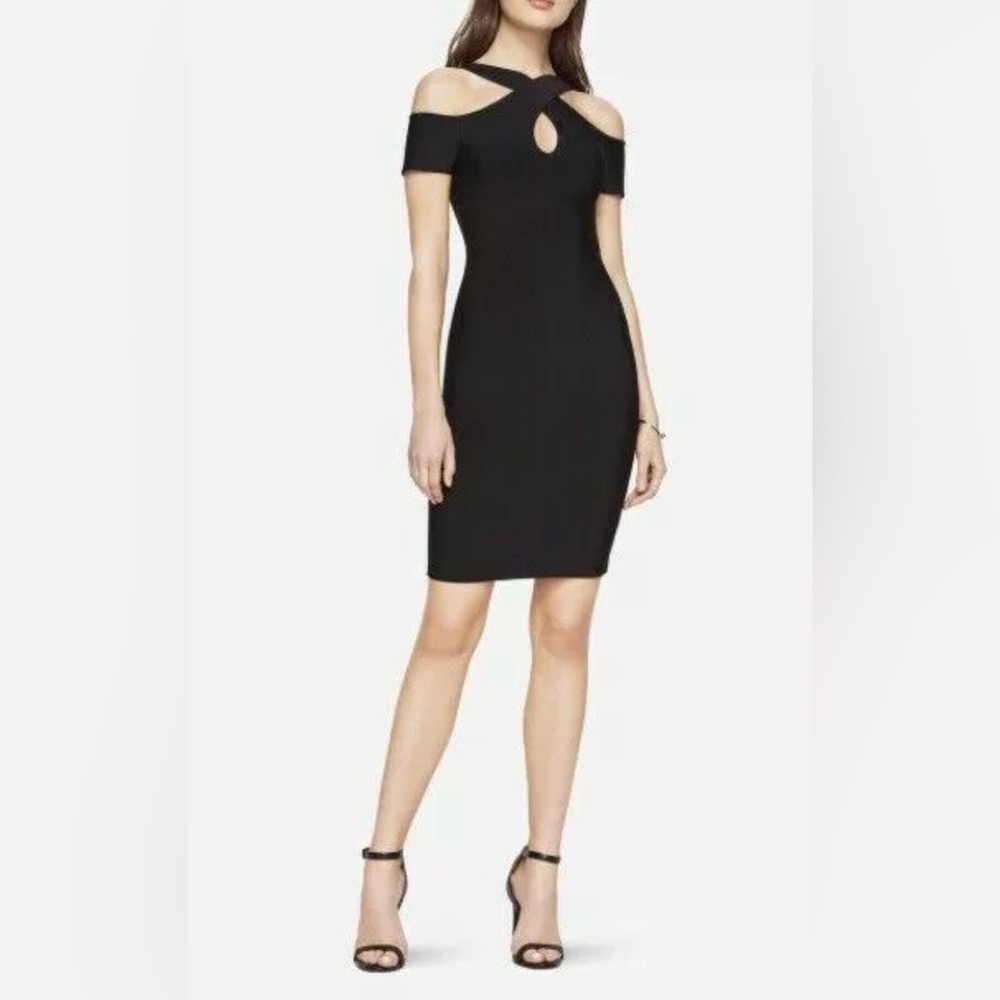 BCBGMaxAzria Black Crisscross Keyhole Bodycon Dress